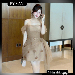 Váy tafta pha tơ nhún eo lệch tà đi tiệc sang chảnh M102 _BY VANI
