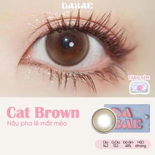 Kính áp tròng Cat Brown màu nâu pha lê mắt mèo trong veo Hàn Quốc hãng DABAE