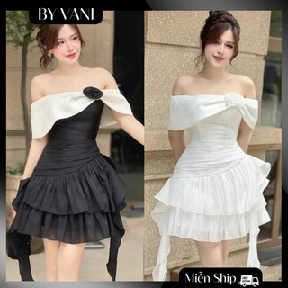 Váy dự tiệc pha tơ cài hoa sang chảnh M100 _BY VANI