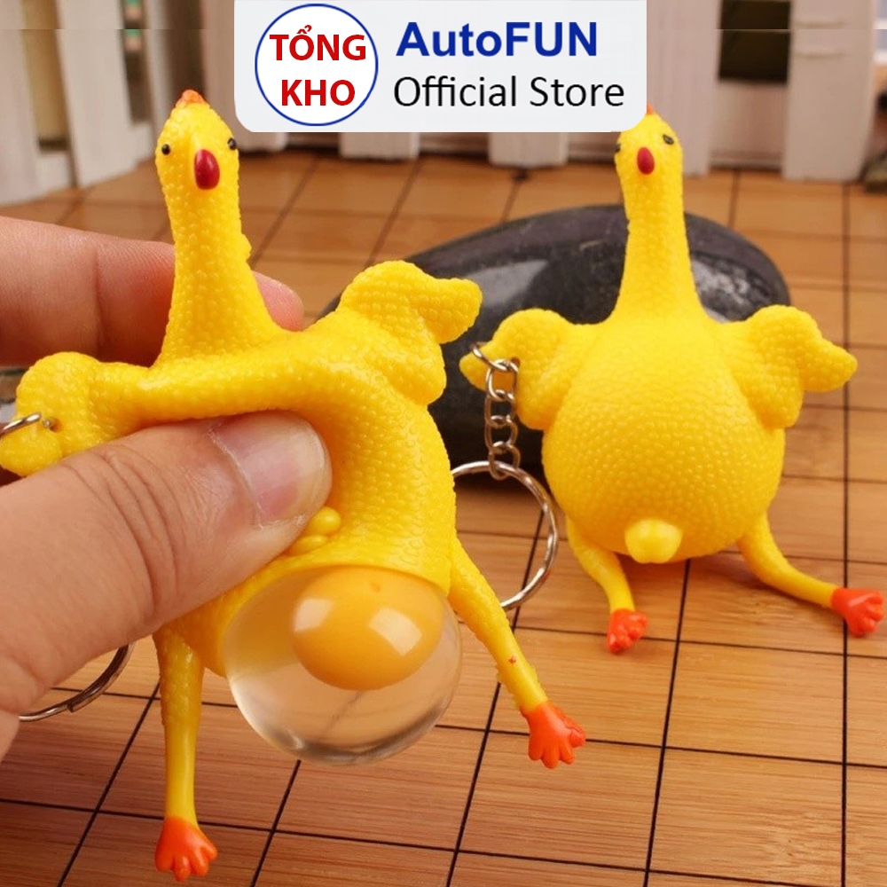 Móc Chìa Khóa Gà Đẻ Trứng Thú Vị - Bóp Tay Biến Thái - Bộ Sản Phẩm Đồ Bóp Giảm Stress
