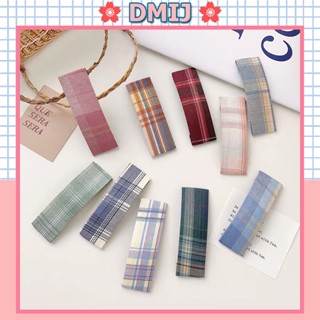 Kẹp tóc chữ nhật họa tiết caro cặp mái vintage hàn quốc đơn giản