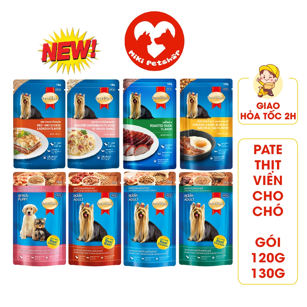 Pate Cho Chó Pate Smartheart Gói 120G/130G Đủ Vị - Miki Petshop