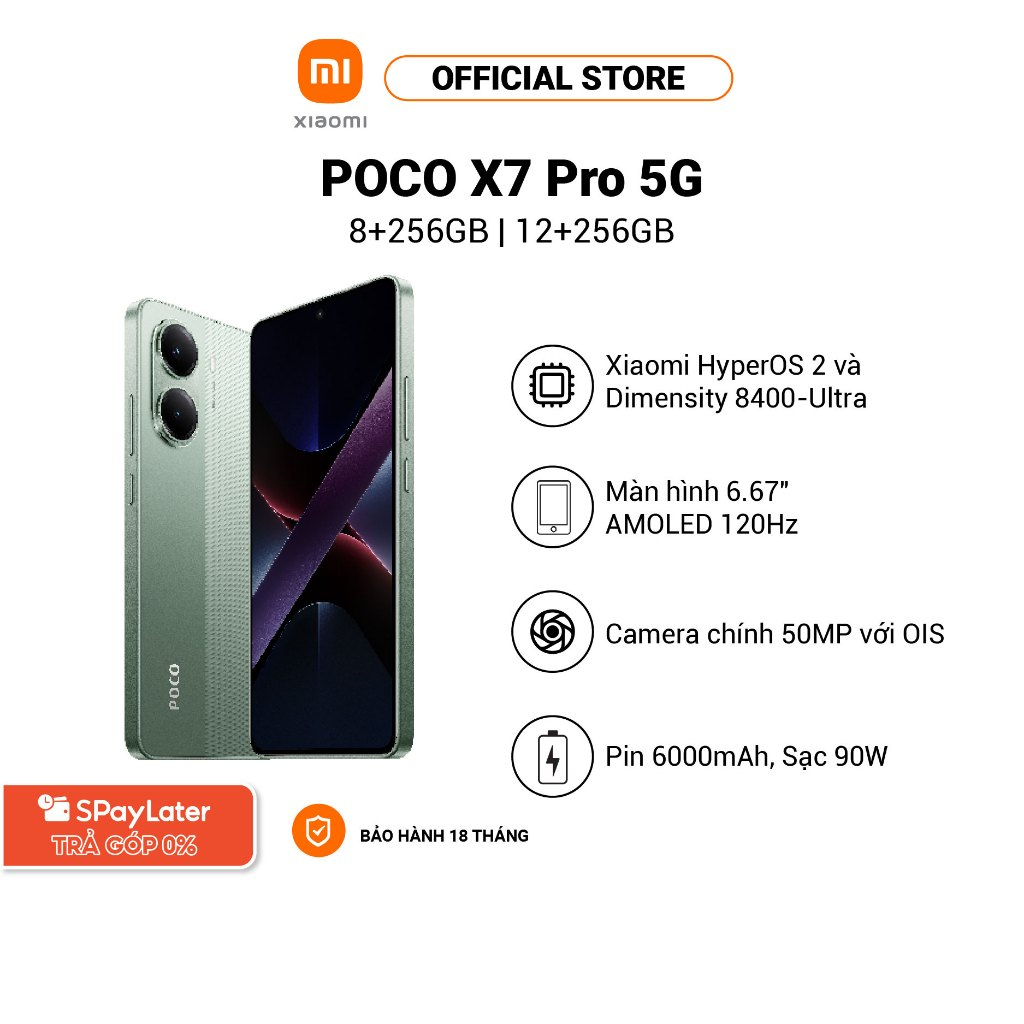 Điện thoại thông minh POCO X7 Pro 5G (8+256GB) | Màn hình 6.67
