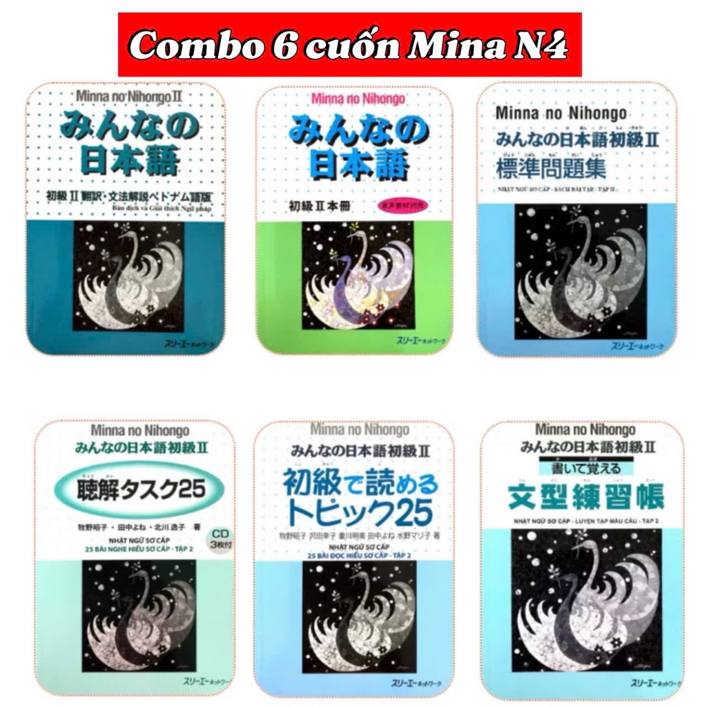 Sách - Combo 6 Cuốn Minna No Nihongo Tiếng Nhật Sơ Cấp 2 - Trình Độ N4