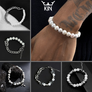 Vòng tay ngọc trai KIN Accessories Lắc tay Titan Mix Cườm Phong Cách Retro Âu Mỹ Phụ Kiện Trang Sức Cho Nam và Nữ