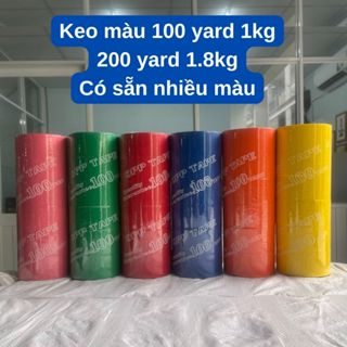 Băng keo màu 4f8 100 yard, cây nặng 1kg gồm 6 cuộn dùng để dán thùng carton đóng hàng