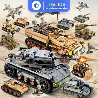 Đồ chơi lắp ráp xe tăng 1061 chi tiết, mô hình lắp ráp xe tăng kèm 8 nhân vật lính cho bé trai