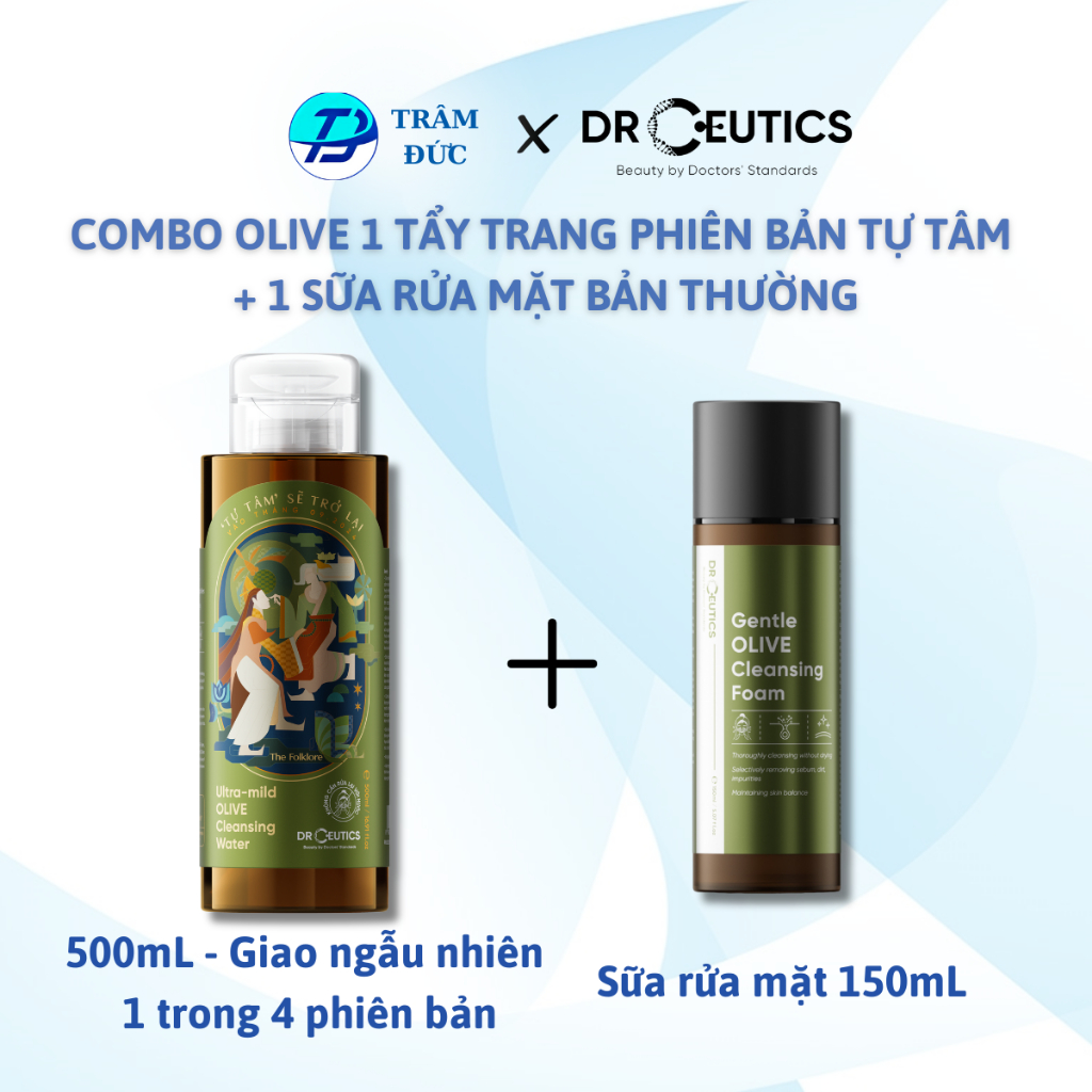 DrCeutics [Combo] Tẩy trang Olive DrCeutics Ultra-mild 500mL và Sữa rửa mặt DrCeutics (Bbản Tự Tâm)
