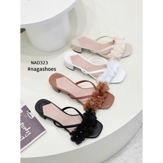DÉP NAGASHOES QUAI NGANG ĐÍNH HOA VẢI 4P NAD323
