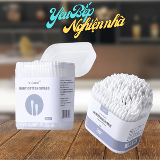 [HCM] Tăm bông cho bé sơ sinh V-Coool, hộp 200 que mềm mịn