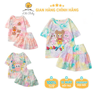Đồ bộ bé gái, bộ quần váy bé gái chất cotton 3-10 tuổi (11-30kg) LITIBABY, hình Labubu, Baby Three, Capybara, Kuromi