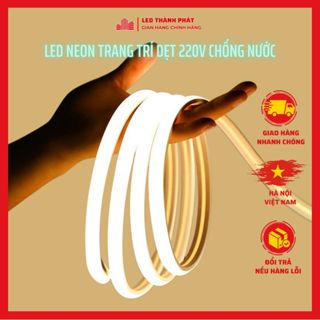 Dây đèn led trang trí Neon COB 220v uốn dẻo chống nước kèm nguồn , đèn decor phòng ngủ nội thất nhà cửa