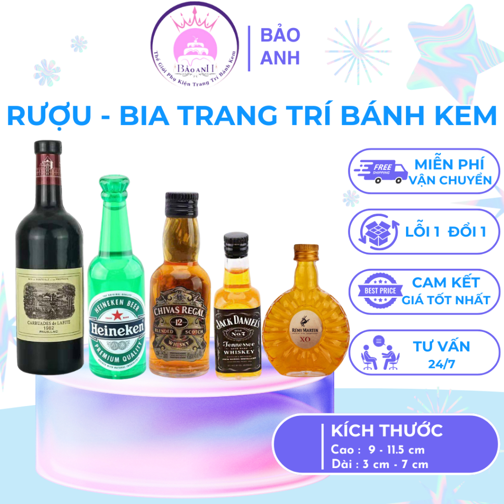 MÔ HÌNH RƯỢU BIA trang trí bánh kem, rượu bia trang trí bánh kem