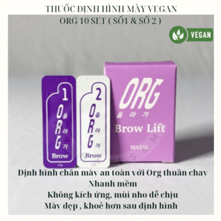   Mazal  Thuốc định hình chân mày vegan ORG Brow lift perm cao cấp Hàn Quốc Hộp gồm: 10 gói số 1  10 gói số 2 