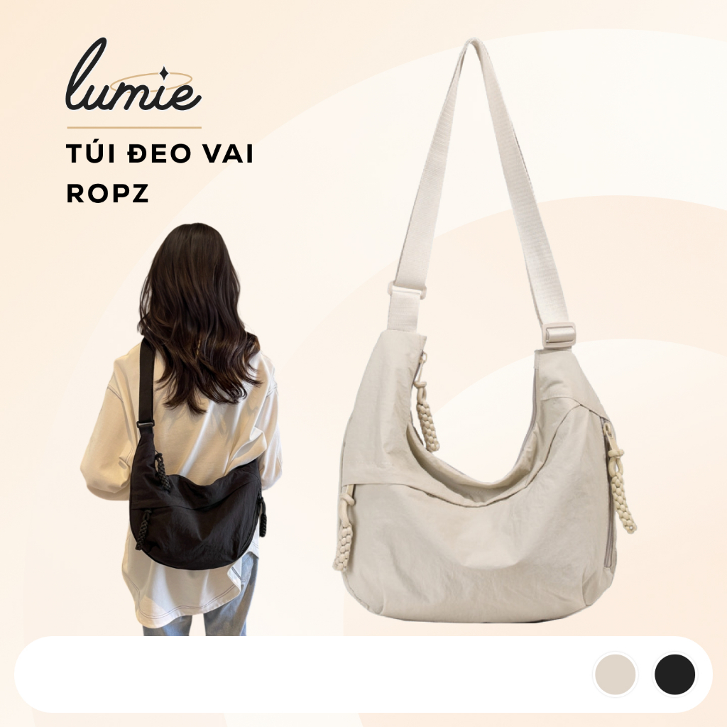 Túi Đeo Vai Đeo Chéo Ropz Vải Dù Nhiều Ngăn Khóa Kéo Dây Đeo Điều Chỉnh Năng Động Tiện Dụng - T_Ropz