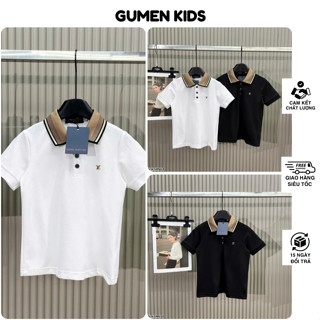 Áo Polo Eo Vì Bé Trai Tag Kim Loại Hoạ Tiết In Phối Cổ Dệt Hàng Cao Cấp - Áo Polo LV Cho Bé