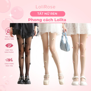 Quần tất lưới ren đính nơ cao cấp cosplay sexy lolita quần vớ da nữ che khuyết điểm sẹo thâm siêu dai tàng hình