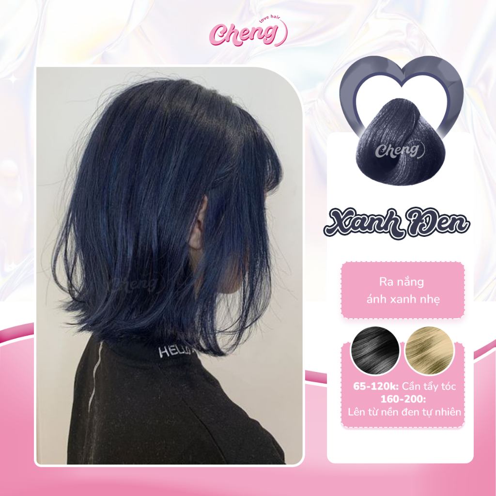 Thuốc Nhuộm Tóc Màu XANH ĐEN, Xanh Than, Xanh Dương Đen Không Tẩy | Chenglovehair, Chenglovehairs
