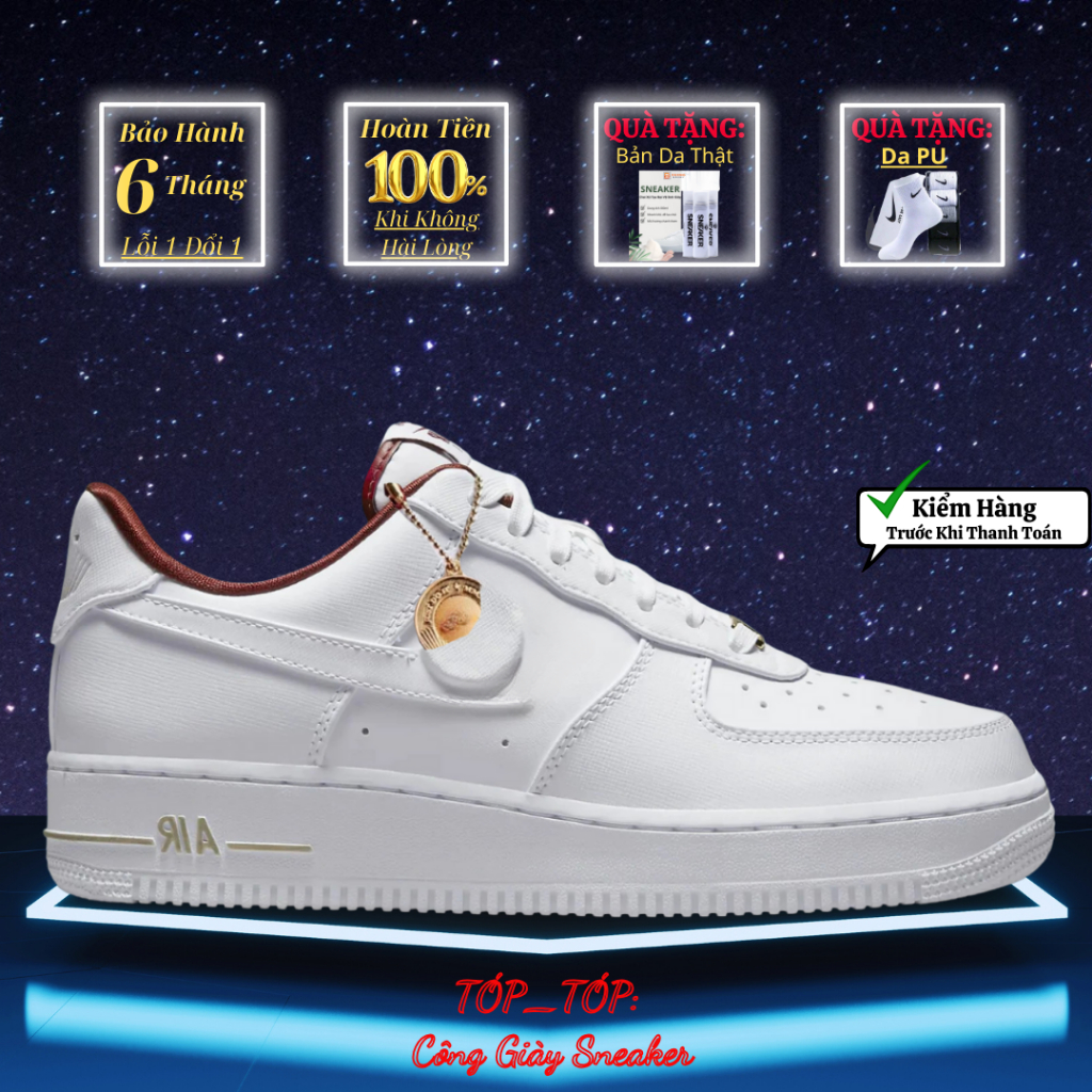 Giày sneaker trắng đồng xu phong cách trẻ trung cho nam nữ