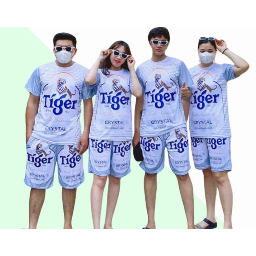 Đồ Bộ Thể Thao Nam, Nữ HỌA TIẾT IN HÌNH BIA TIGER BẠC - Set Quần Áo bốn mùa đẹp cao cấp mặc nhà đi c