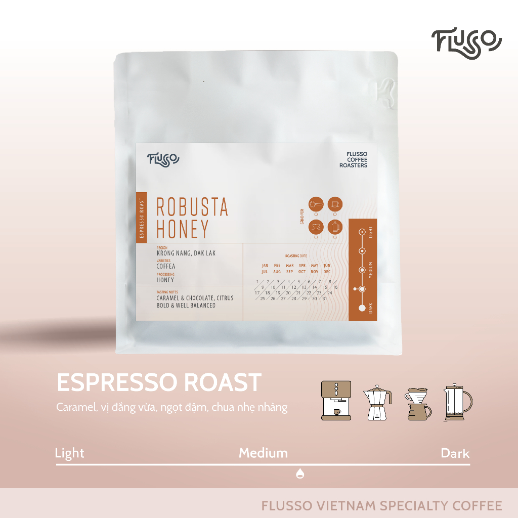 Cà Phê Flusso Espresso Robusta Honey