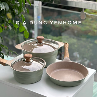 Bộ nồi chảo Ecoramic siêu sang dùng bếp từ, bếp gas, hồng ngoại