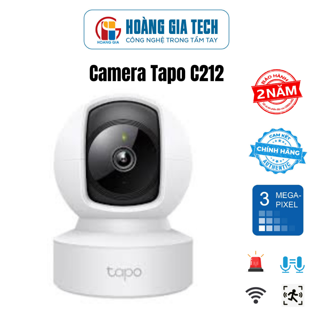 Camera Wifi TP-Link Tapo  C212 - TC71 3MP Xoay 360 Độ - Đàm Thoại 2 Chiều- Chính hãng