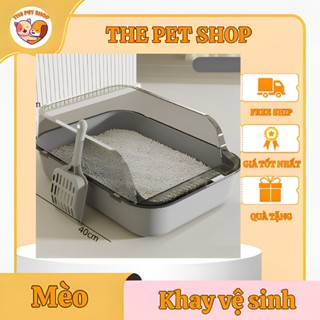 Khay vệ sinh cho mèo The Pet Shop, kích thước lớn, thành cao, chống văng cát, tặng kèm xẻng