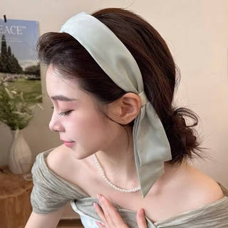 Băng Đô Vải Lụa Trắng Có Dây Dài Nữ Tính