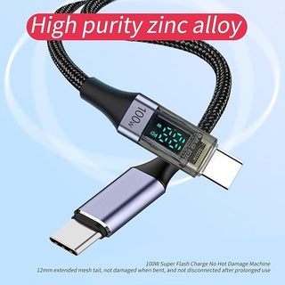 Dây Cáp sạc nhanh 100W Type C to Type C công suất 100W 20V 5A PD dùng cho Laptop Smartphone Điện Thoại Máy Tính