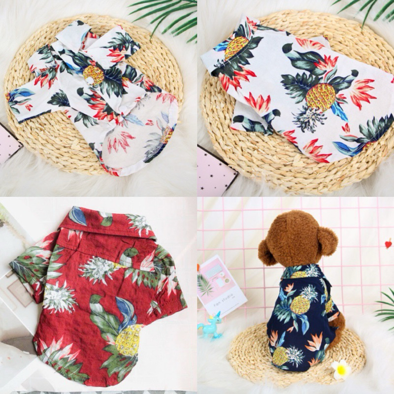 ÁO SƠ MI hoạ tiết xanh, đỏ, trắng cho chó mèo, thú cưng, xinh, dễ thương, form đẹp