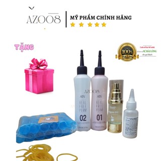 thuốc uốn lạnh tại nhà, uốn lạnh ATS siêu xoăn, nhẹ mùi cặp 150mlx2 az008 tặng kèm bao tay, kẹp vịt, bịt tai