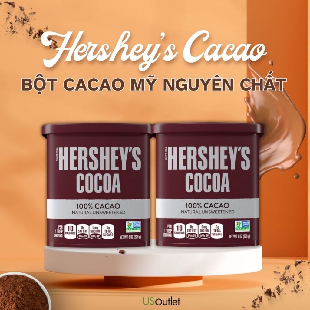 [DATE 6/2028] Bột Cacao Hershey’s Cocoa Powder 226g, Bột Cacao Pha Uống Nhập Mỹ