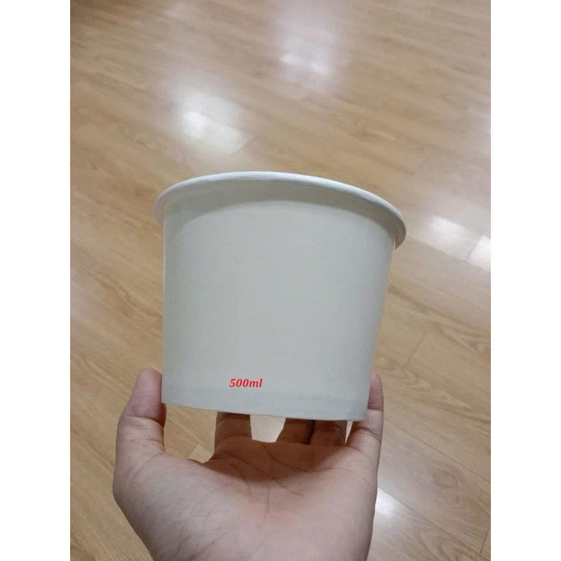 Combo 500 tô giấy 500ml + nắp - hàng dày . ko in