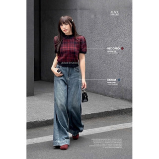 Set áo len cổ tròn PATRICK TOP & quần jeans ống rộng FERN JEANS By Jolie Byjolie thời trang nữ