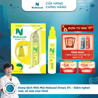 Nhỏ Mũi Nebusal Drops 3% Hộp Kháng Khuẩn- Giảm nghẹt mũi, sổ mũi cho bé 0 tháng tuổi chai 10ml