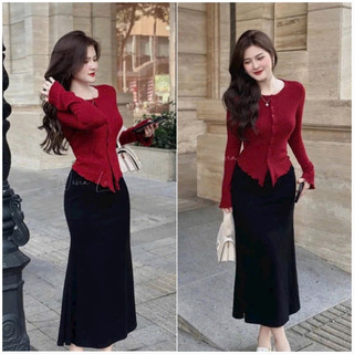  Áo thun cổ tròn tay dài ph801 bigsize 45-90kg tay loe vạt nhọn tôn dáng có nhiêu màu chất thun gân tăm 