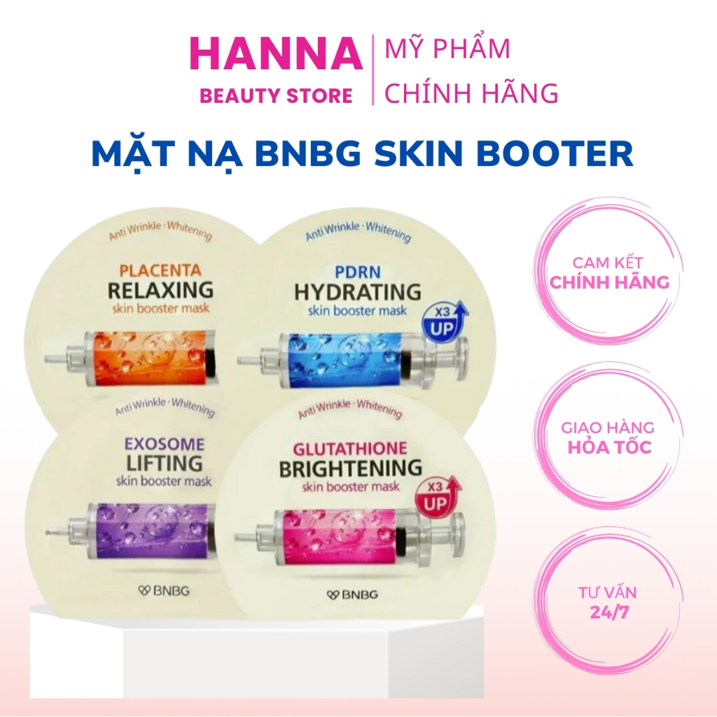 Mặt Nạ BNBG Skin Booster, Mask BNBG Dưỡng Trắng Cấp Ẩm Da Hộp 10 Miếng, Hanna Beauty Store