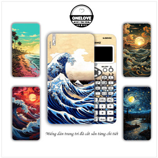 Miếng dán cho máy tính Casio fx 570 , fx 580 , fx 880 ,...in hình Sóng Nhật đã cắt sẵn từng chi tiết in hình theo yc