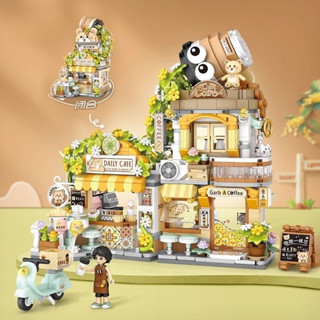 Mô Hình Lắp Ráp Nhà Tiệm Cà Phê Gấu Nâu 1382, Tiệm Trà Gấu Trúc 1383