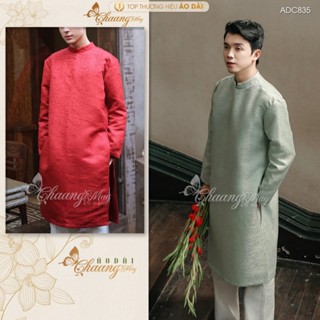 Áo dài cách tân Nam gấm Tafta vân gỗ sồi Chaang may sẵn ADC835 áo dài truyền thống xanh đỏ dự tiệc cưới lễ Tết đẹp