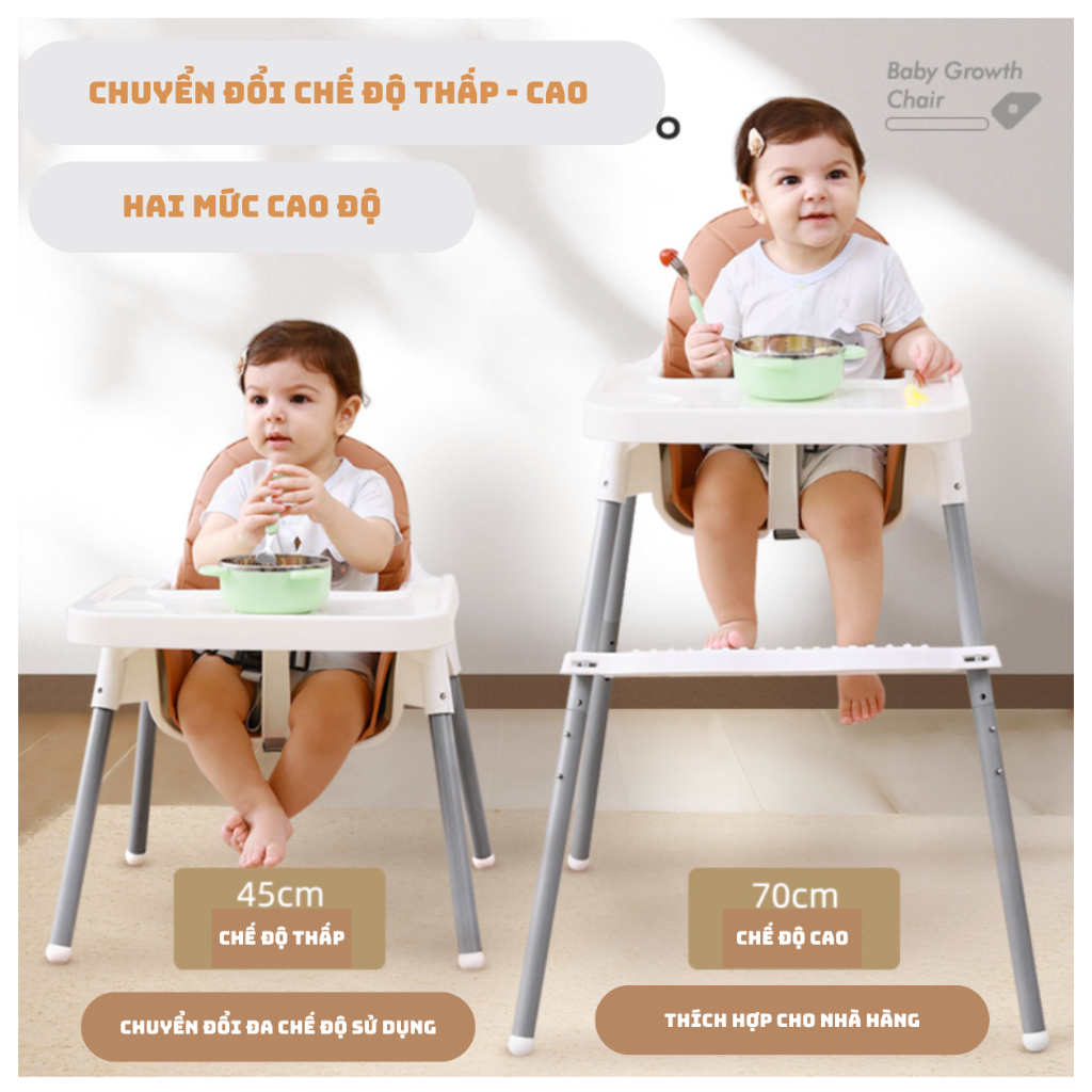 Ghế Ăn Dặm Cho Bé An Toàn Thiết Kế 3 Dây Đai Cho Bé 6 Tháng - 3 Tuổi