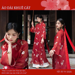 Petbychang - Áo dài Khuê Cát, hoạ tiết lược thêu dáng cách tân, tay loe nhẹ