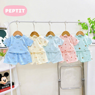 [A144 - Mềm, Mát] Bộ Cộc Tay Thun Lạnh PETIT Cổ Tròn,Cúc Vai, Nền Mầu Họa Tiết In Tràn Chất Vải Thun Lạnh Petit Mềm, Mát