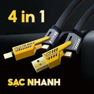 Cáp sạc nhanh 4IN1, hỗ trợ cổng C-L, C-C, USB-C, USB-L đa năng 4 rrong 1 hỗ trợ sạc nhanh tiện lợi