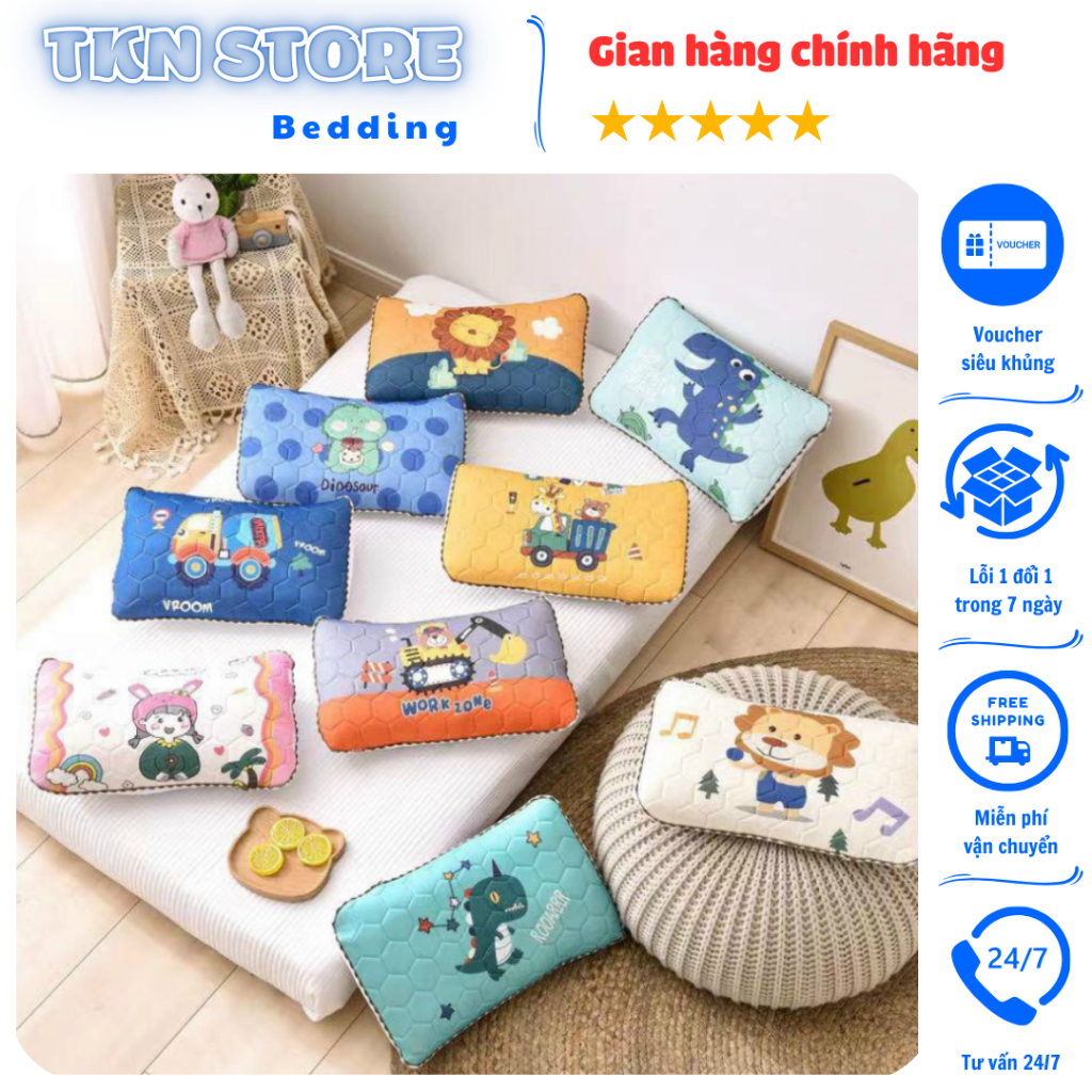 Gối điều hòa 5d cho bé siêu xinh, gối cho bé chất liệu tencel cao cấp kích thước 30x50cm mẫu mới 2023