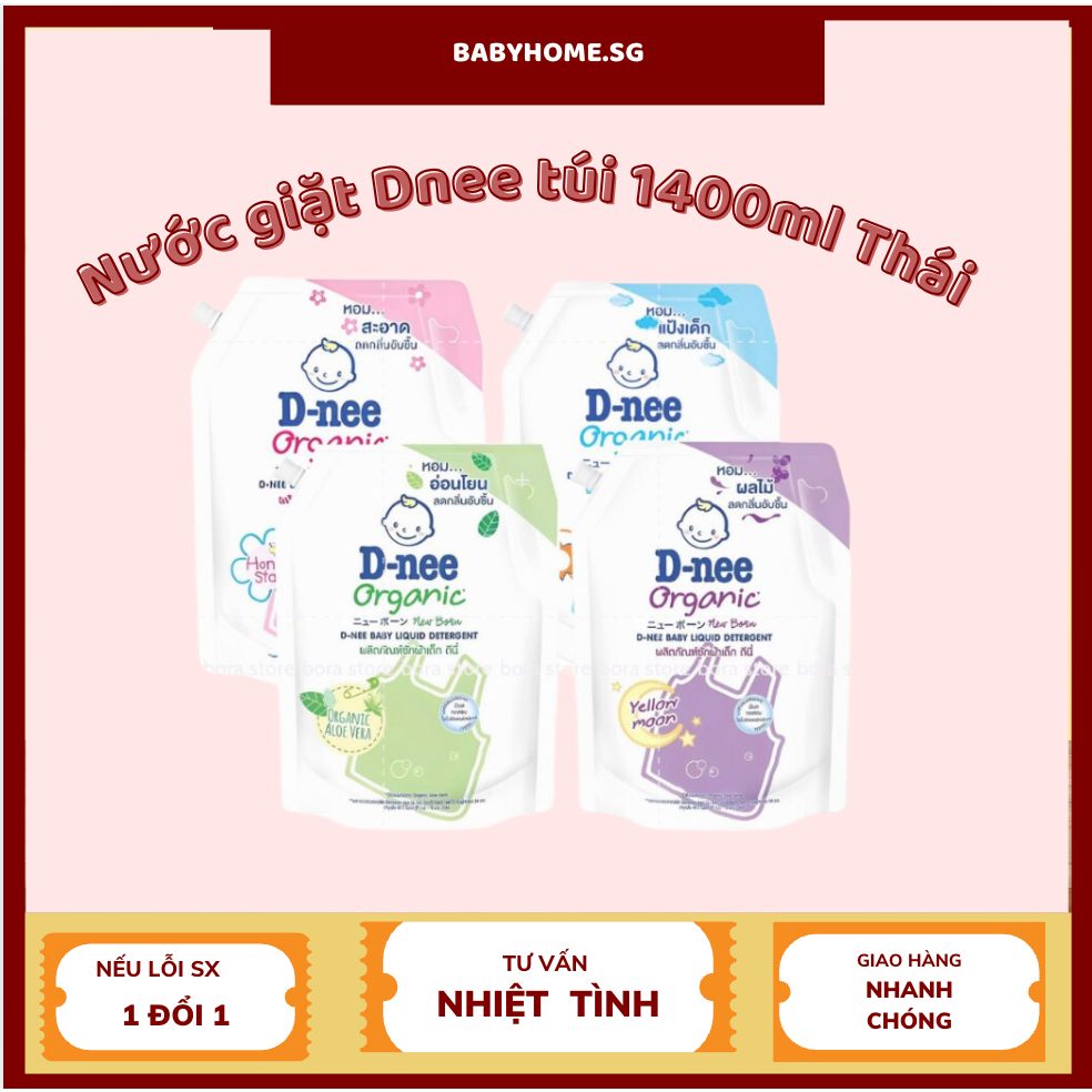 Nước giặt Dnee túi 1400ml Thái Lan chính hãng, giặt xả 2in1 an toàn cho bé babyhome