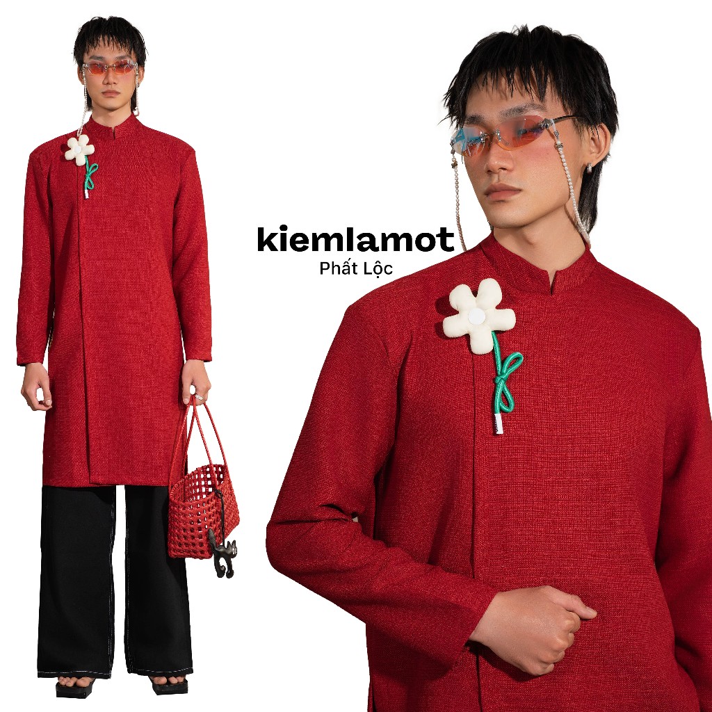 Áo dài nam cách tân Kiếm Là Mốt Phất Lộc vải tuýt không bao gồm quần, không pin cài hoa