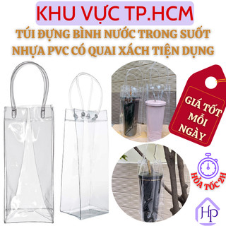  Set 2 Túi Trong Suốt Đựng Bình Nước Chất Liệu Nhựa PVC Dày Dặn Tiện Dụng 