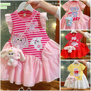   Sofia chính hãng   Tuyệt phẩm ko kèm túi  tuyệt phẩm đầm váy Baby three tím xòe tơ cộc tay cho bé gái 13-45 